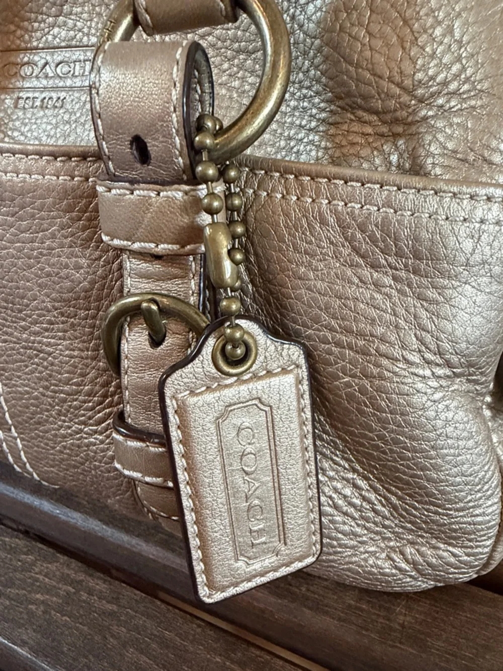 Coach Bonnie Metallic Pebble Leather Satchel - Picture 2 of 16
